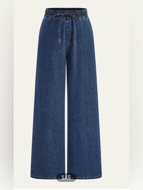Commense denim drawstring waist wide -leg pants